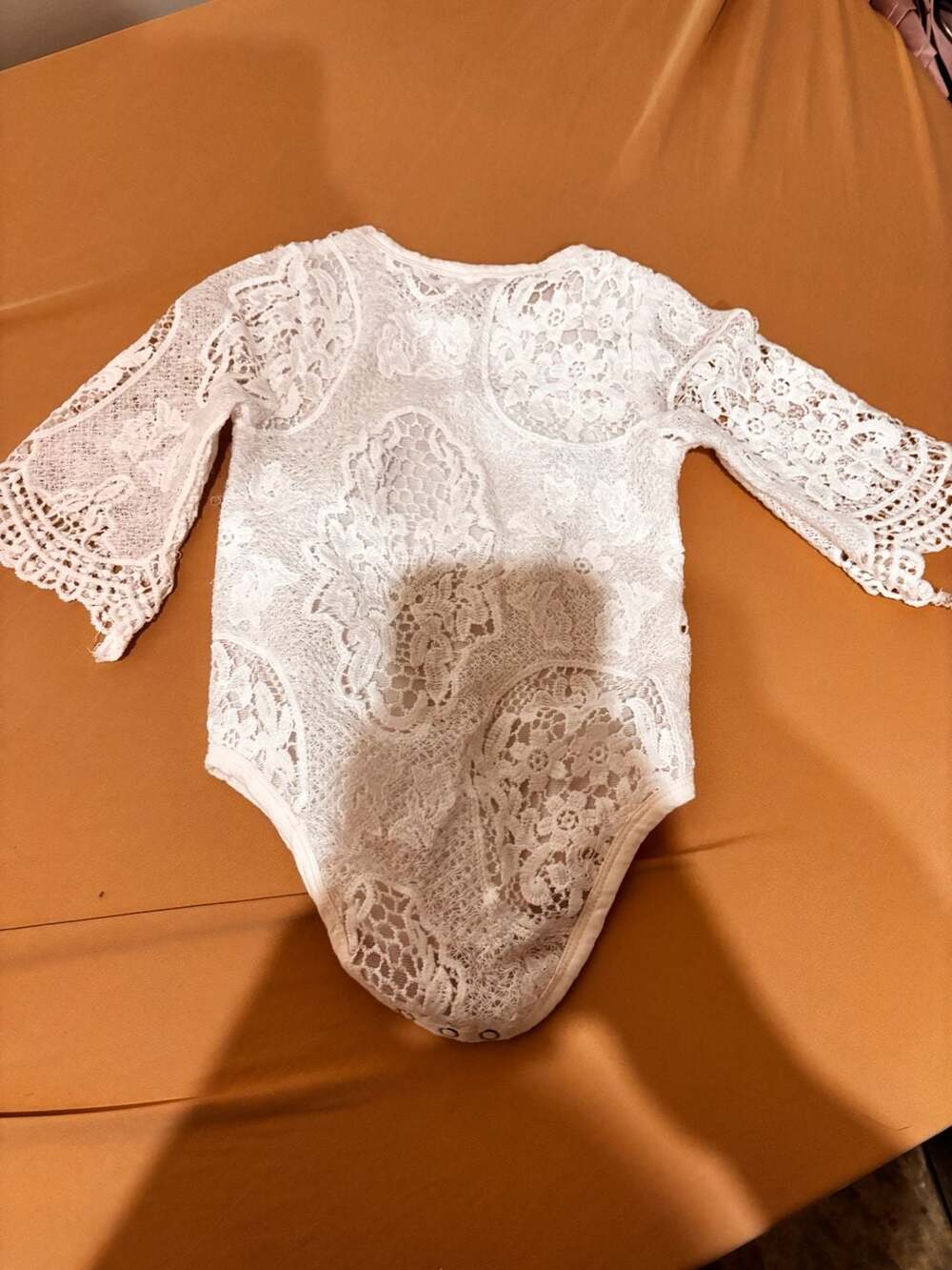 Unbranded Baby Girl Lace Bodysuit Size 80 White Long Sleeve Romper